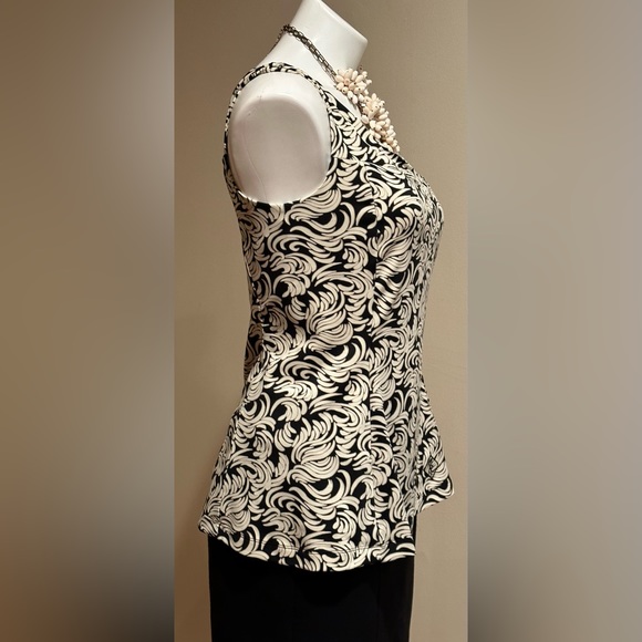 Stoneware Design Black & Cream paisley Tank Top Build in Bra In Good Cond Sz M - Picture 3 of 10